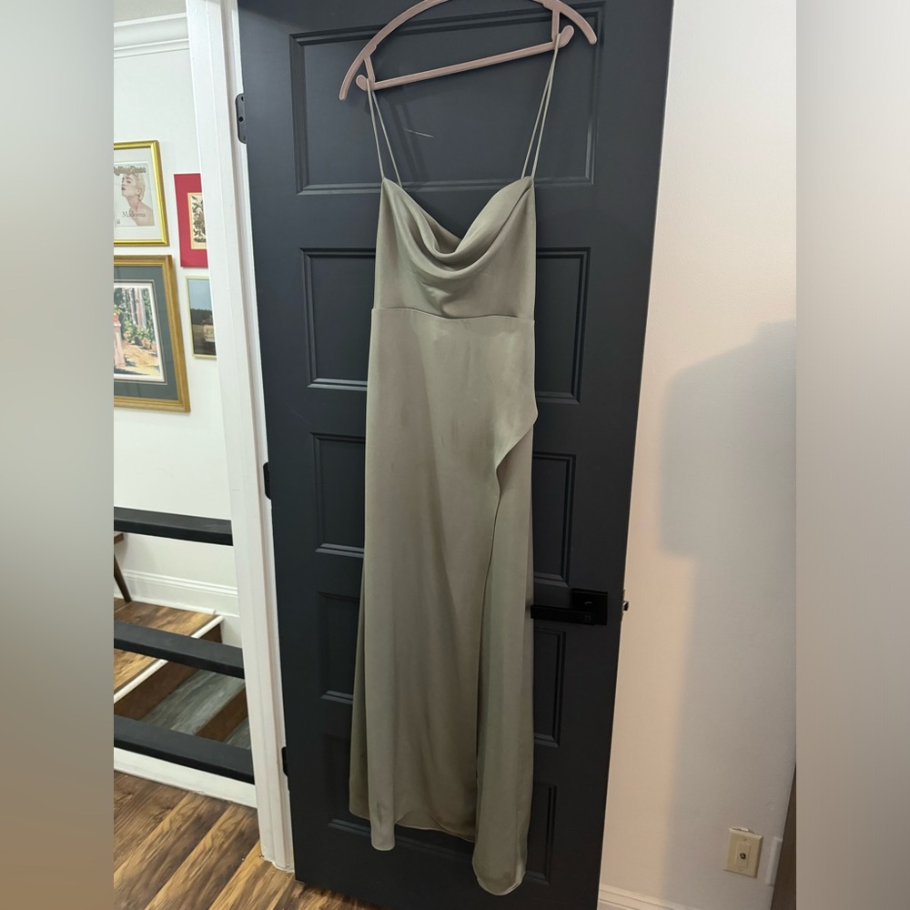 BHLDN Cali Satin Cowl-Neck Midi Slip Dress